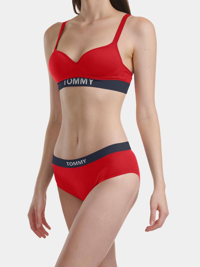 Női Tommy Hilfiger Tommy Logo Hipster Brief Fehérnemű Piros | HU 563CTV